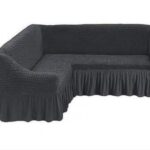 Husa cu volan coltar  - material creponat Gri inchis