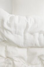 Set Lenjerie Pat 1 Persoana  din Muselina , Bumbac 100 %, 3 Piese -, Cearceaf cu elastic ,Alb - imagine 3