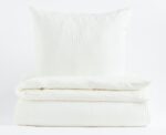 Set Lenjerie Pat 1 Persoana  din Muselina , Bumbac 100 %, 3 Piese -, Cearceaf cu elastic ,Alb