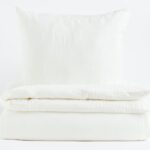 Set Lenjerie Pat 1 Persoana  din Muselina , Bumbac 100 %, 3 Piese -, Cearceaf cu elastic ,Alb