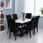 Set Huse Scaune, 6 Piese, cu Elastic , Negru
