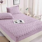 Husa pat cu elastic 180x200 cm  Cocolino Tricot + 2 fețe perna Lila