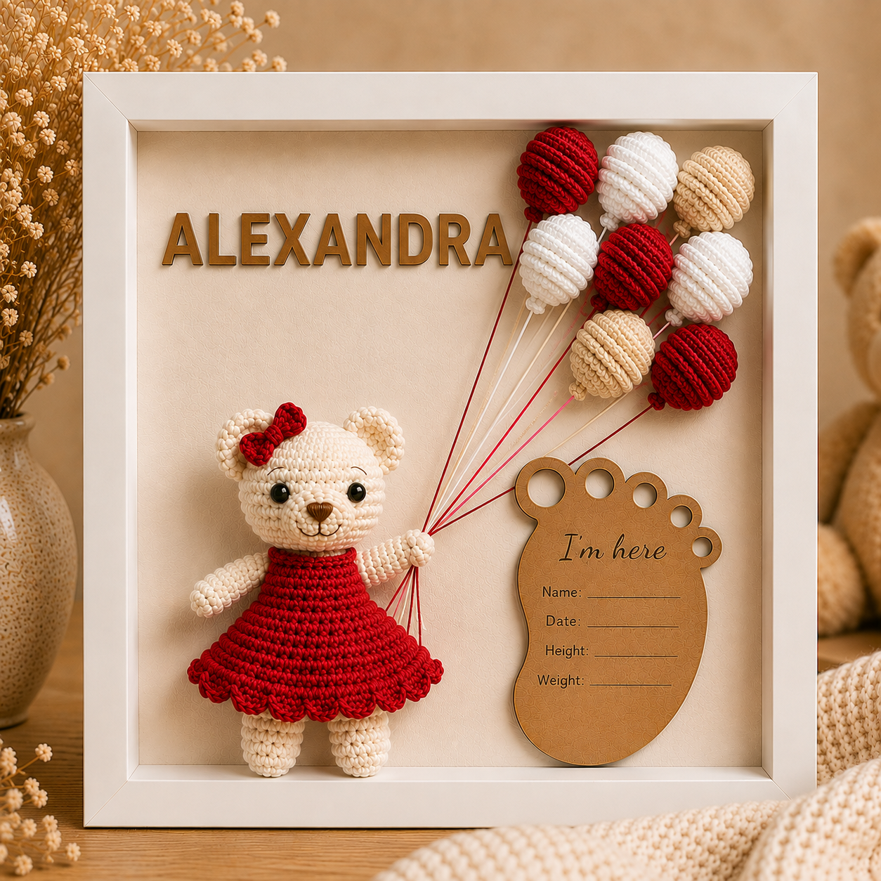 ursulet-rochita-rosie.png Tablou personalizat Shadow Box – Ursulet fetita rochita rosie - imagine 1