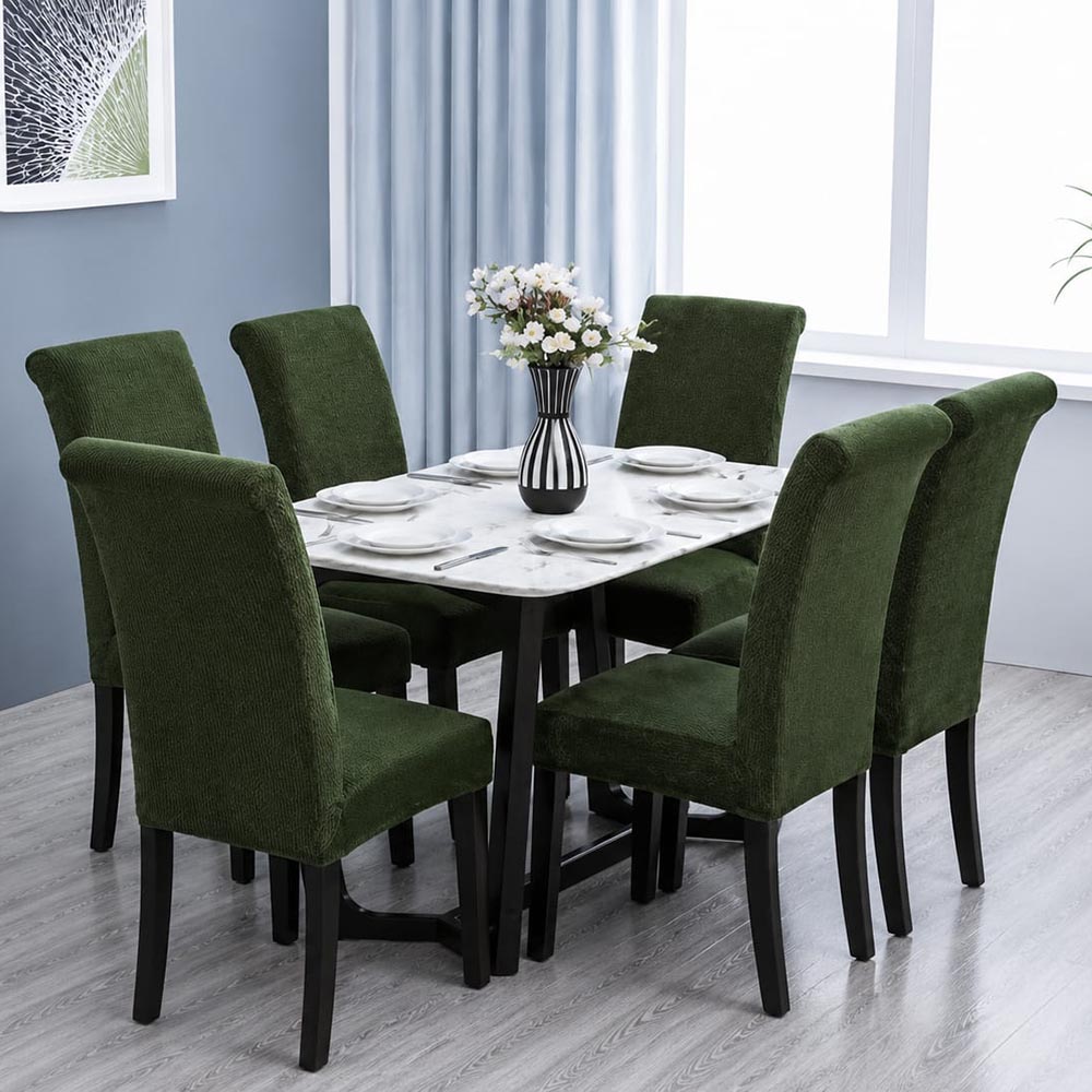 verde-HSG0024.jpg Set Huse Scaune, 6 Piese, cu Elastic , Verde - imagine 1